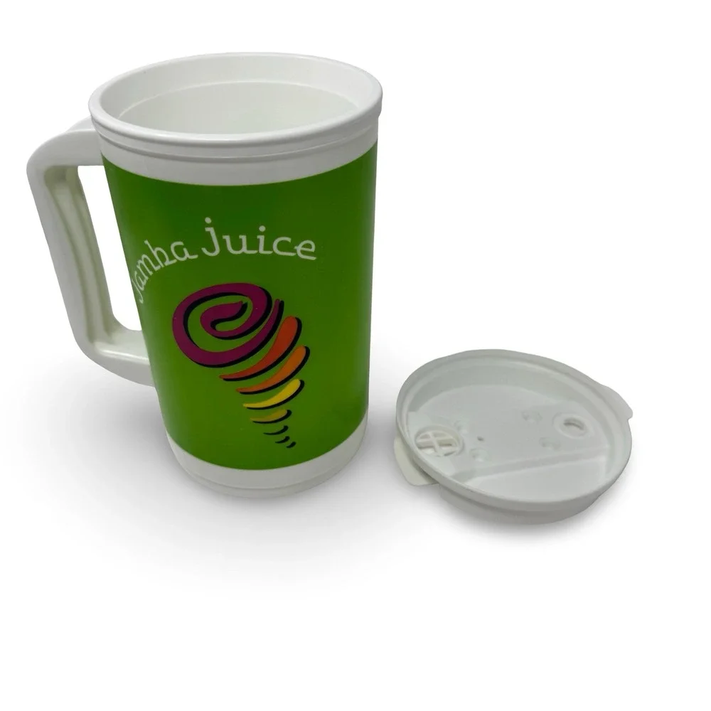 Jamba Juice VTG 90s Y2K Plastic Thermal Cup Mug 64 oz Refillable Travel Green